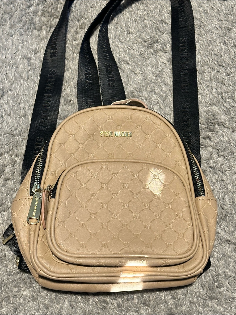 Steve Madden Beige Mini Backpack Purse